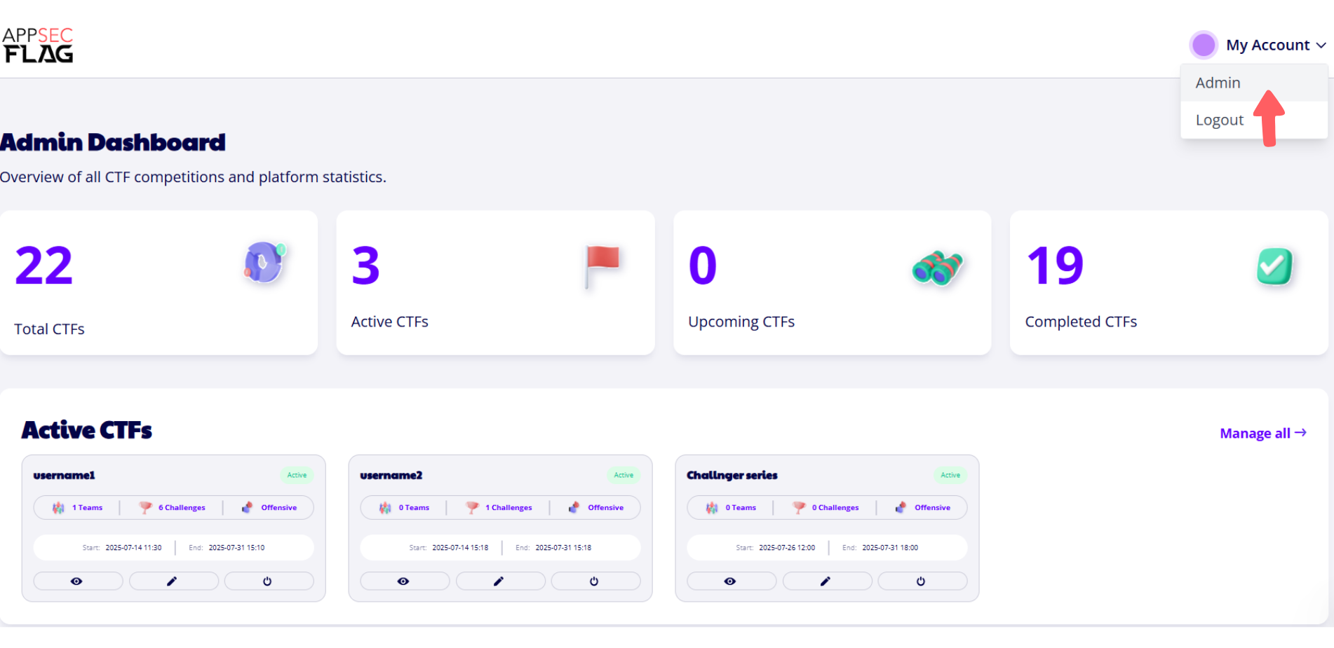 AppSecFlag Admin Dashboard 