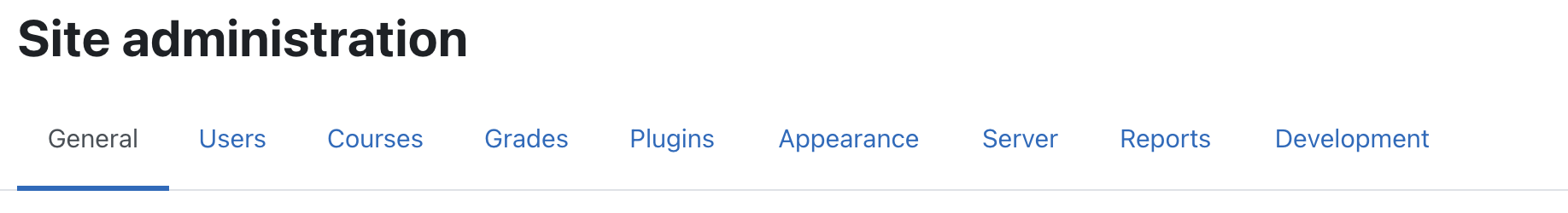 Site administration menu in Sandbox 4.5.